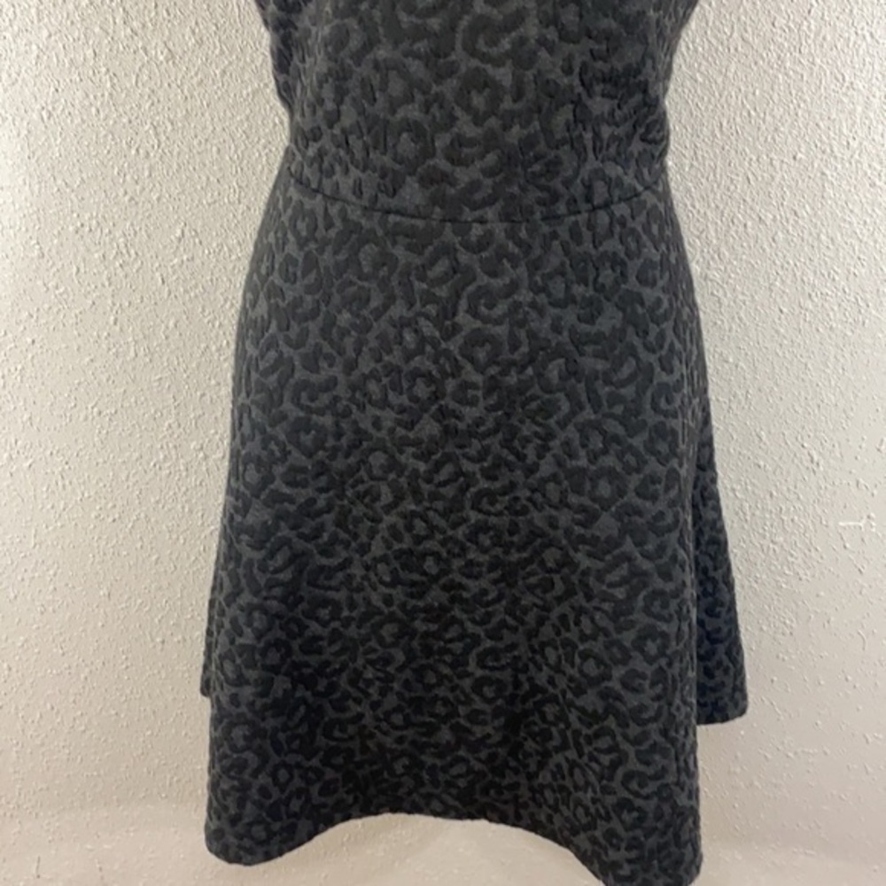 NWT Loft gray black leopard textured flare dress - Picture 5 of 14
